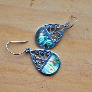 Abalone Sterling Silver Filigree Earrings